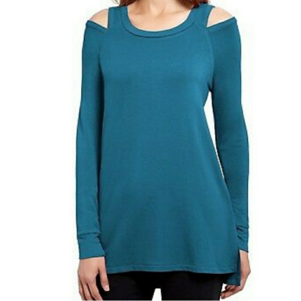 KENNETH COLE Reaction Cut Out Detail Long Sleeve Stretch Tunic Top S